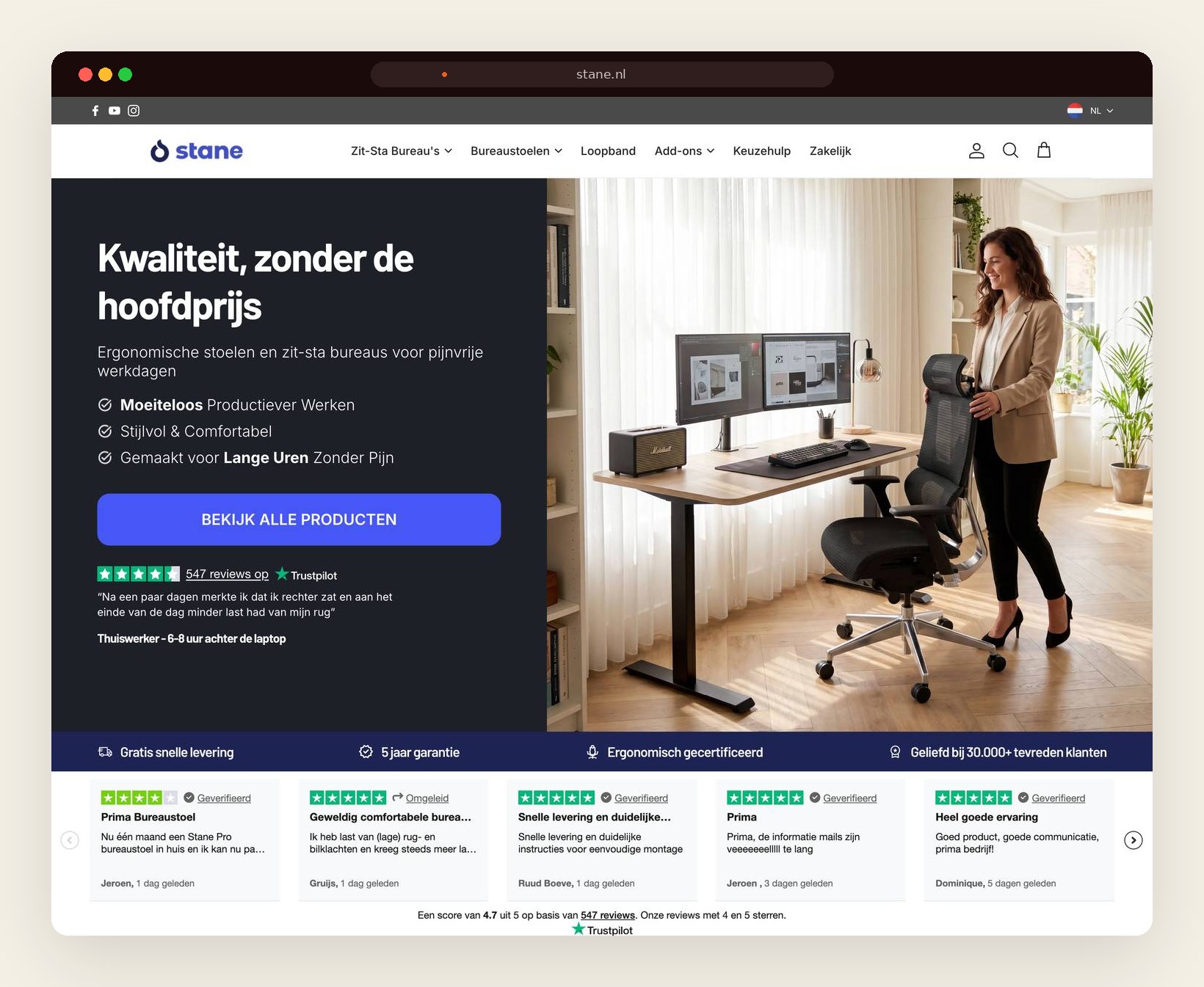 Stane Shopify store homepage built by Eclaimify